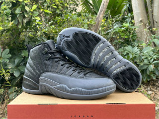 Authentic Air Jordan 12 Black Wolf Grey