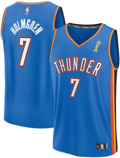 Men's Oklahoma City Thunder Chet Holmgren Fanatics Blue 2025 NBA Finals Champions Fast Break Replica Player Jersey - Icon Edition
