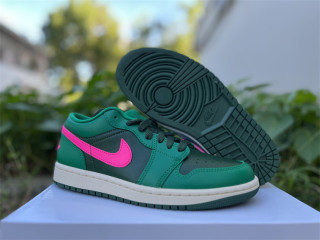 Authentic Air Jordan 1 Low GS Malachite/Fir/Pink Blast/Coconut Milk