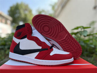 Authentic Travis Scott x Air Jordan 1 High OG Red/Black/White