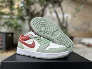 Authentic Air Jordan 1 Low Sail/Red/Green