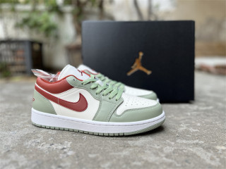 Authentic Air Jordan 1 Low GS Sail/Red/Green