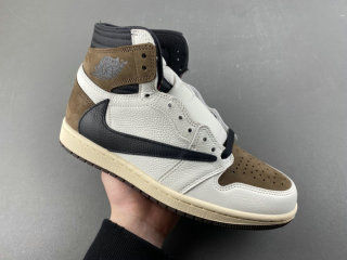 Authentic Travis Scott x Air Jordan 1 High OG Brown/Black/White GS